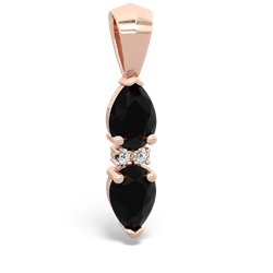 Onyx Bowtie Drop 14K Rose Gold pendant P0865