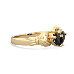 Onyx 'Our Heart' Claddagh 14K Yellow Gold ring R2388