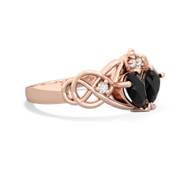 Onyx 'One Heart' Celtic Knot Claddagh 14K Rose Gold ring R5322