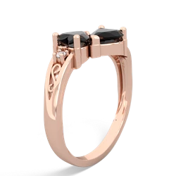 Onyx Snuggling Hearts 14K Rose Gold ring R2178