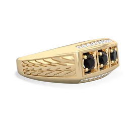 Citrine Three Stone Tire Tread Men's 14K Yellow Gold ring R0520