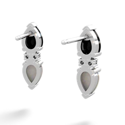 Onyx Bowtie Drop 14K White Gold earrings E0865