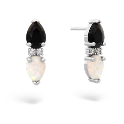 Onyx Bowtie Drop 14K White Gold earrings E0865