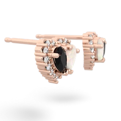 Onyx Halo 14K Rose Gold earrings E7008