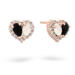 Onyx Halo 14K Rose Gold earrings E7008