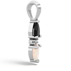 Onyx Bowtie Drop 14K White Gold pendant P0865