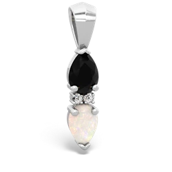 Onyx Bowtie Drop 14K White Gold pendant P0865