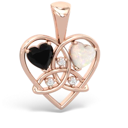 Onyx Celtic Trinity Heart 14K Rose Gold pendant P5331