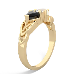 Onyx Celtic Knot Double Heart 14K Yellow Gold ring R5040