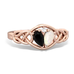 Onyx Celtic Love Knot 14K Rose Gold ring R5420