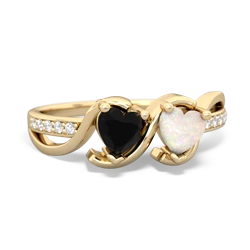 Onyx Side By Side 14K Yellow Gold ring R3090