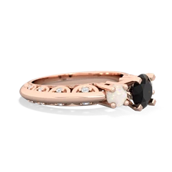 Onyx Art Deco Eternal Embrace Engagement 14K Rose Gold ring C2003