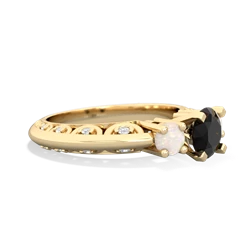 Onyx Art Deco Eternal Embrace Engagement 14K Yellow Gold ring C2003