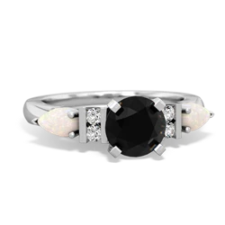 Onyx 6Mm Round Eternal Embrace Engagement 14K White Gold ring R2005