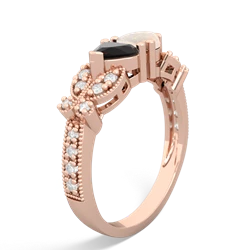 Onyx Diamond Butterflies 14K Rose Gold ring R5601