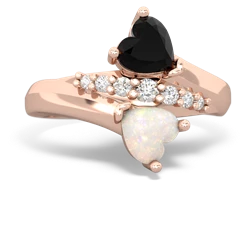 Onyx Heart To Heart 14K Rose Gold ring R2064