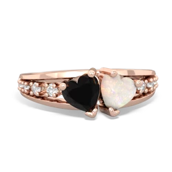 Onyx Heart To Heart 14K Rose Gold ring R3342