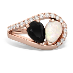 Onyx Nestled Heart Keepsake 14K Rose Gold ring R5650