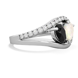 Onyx Nestled Heart Keepsake 14K White Gold ring R5650