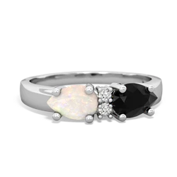 Onyx Pear Bowtie 14K White Gold ring R0865