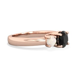 Onyx Three Stone Round Trellis 14K Rose Gold ring R4018