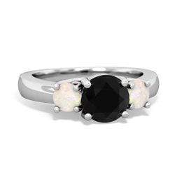 Onyx Three Stone Round Trellis 14K White Gold ring R4018