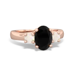 Onyx Three Stone Oval Trellis 14K Rose Gold ring R4024