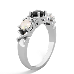 Onyx Hugs And Kisses 14K White Gold ring R5016