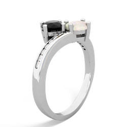 Onyx Channel Set Two Stone 14K White Gold ring R5303