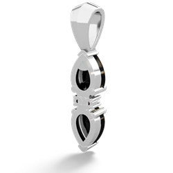 Onyx Bowtie Drop 14K White Gold pendant P0865