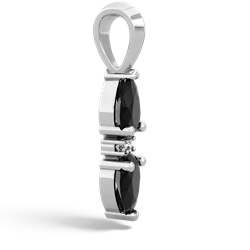 Onyx Bowtie Drop 14K White Gold pendant P0865