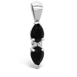 Onyx Bowtie Drop 14K White Gold pendant P0865