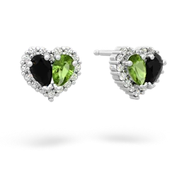 Onyx Halo 14K White Gold earrings E7008