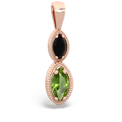 Onyx Antique-Style Halo 14K Rose Gold pendant P5700