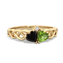 Onyx Heart To Heart Braid 14K Yellow Gold ring R5870