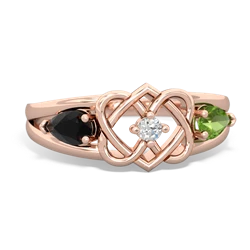 Onyx Hearts Intertwined 14K Rose Gold ring R5880