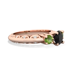 Onyx Art Deco Eternal Embrace Engagement 14K Rose Gold ring C2003