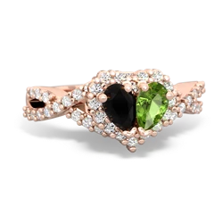 Onyx Diamond Twist 'One Heart' 14K Rose Gold ring R2640HRT