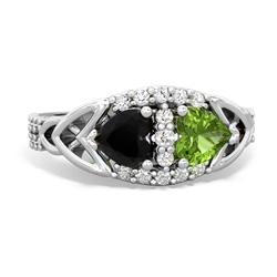 Onyx Sparkling Celtic Knot 14K White Gold ring R2645