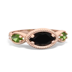 Onyx Milgrain Marquise 14K Rose Gold ring R5700