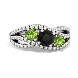 Onyx Three Stone Aurora 14K White Gold ring R3080