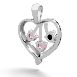 Onyx Glowing Heart 14K White Gold pendant P2233