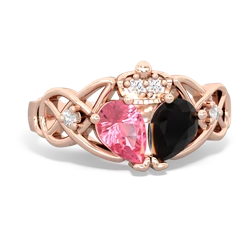 Onyx 'One Heart' Celtic Knot Claddagh 14K Rose Gold ring R5322