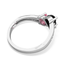 Onyx Snuggling Hearts 14K White Gold ring R2178