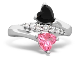 Onyx Heart To Heart 14K White Gold ring R2064