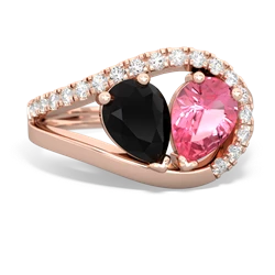 Onyx Nestled Heart Keepsake 14K Rose Gold ring R5650