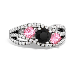 Onyx Three Stone Aurora 14K White Gold ring R3080