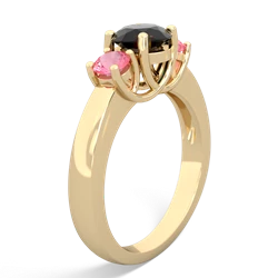 Onyx Three Stone Round Trellis 14K Yellow Gold ring R4018