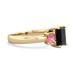 Onyx Three Stone Emerald-Cut Trellis 14K Yellow Gold ring R4021