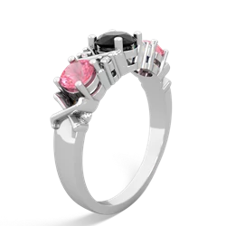 Onyx Hugs And Kisses 14K White Gold ring R5016